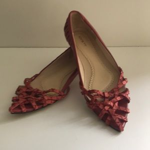 ALL BLACK Leather Woven Mauve Kitten Heel